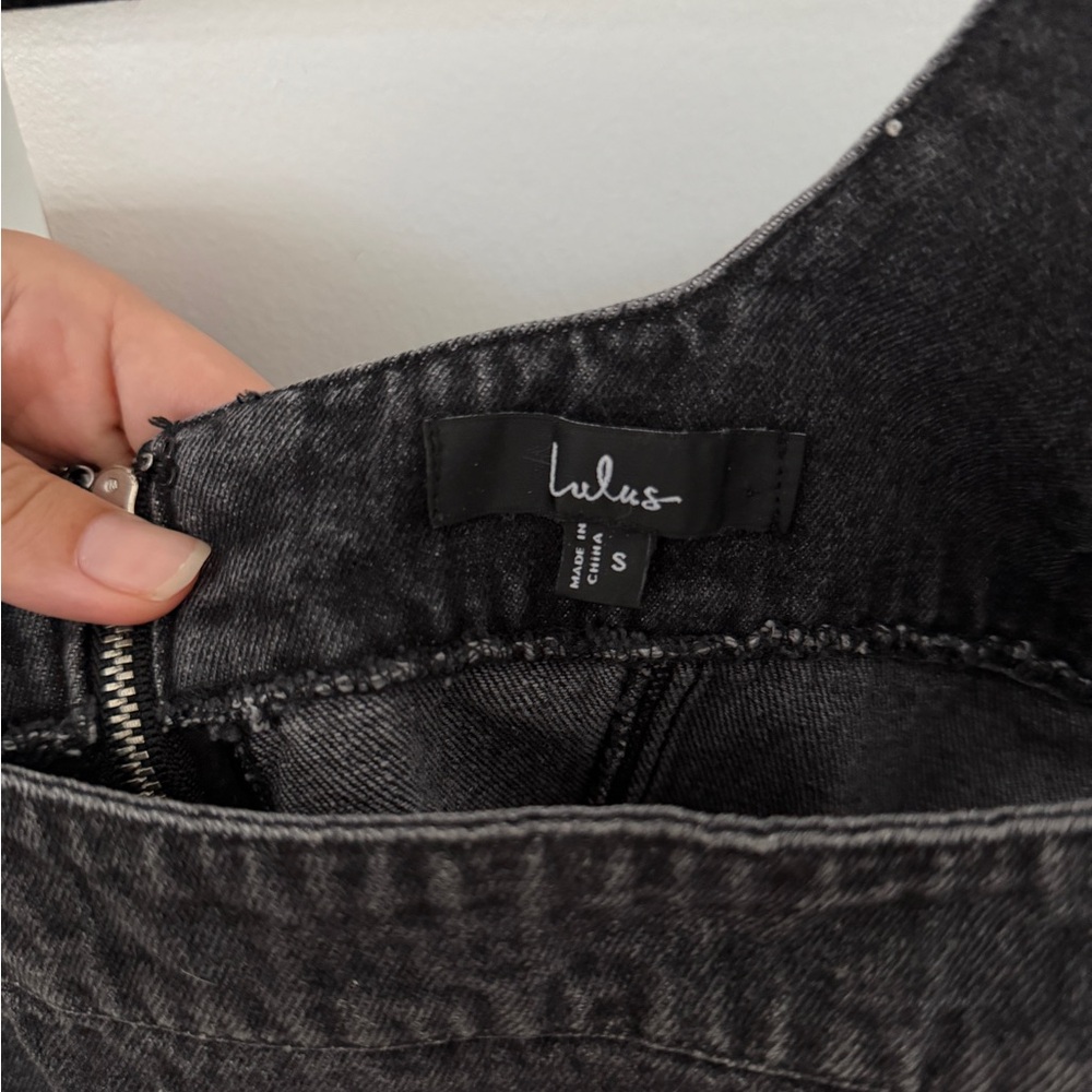 Lulu's Washed Black Denim Mini Dress - Picture 3 of 4